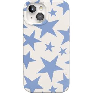 Casely iPhone 15 Case | Falling for You | Plum Floral | Compatible with MagSafe | Classic Ultra Slim Design(Stars Align | Blue & White Stars)
