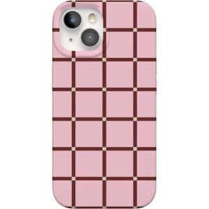 Casely iPhone 15 Case | Falling for You | Plum Floral | Compatible with MagSafe | Classic Ultra Slim Design(Uptown Gridlock | Pink Checkerboard)