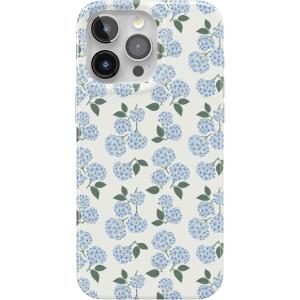 Casely iPhone 15 Pro Case | Mocha Ripple | Brown Waves | Compatible with MagSafe | Classic Ultra Slim Design(Nantucket Cottage | Blue Hydrangea)