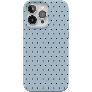 Casely iPhone 15 Pro Case | Mocha Ripple | Brown Waves | Compatible with MagSafe | Classic Ultra Slim Design(On the Dot | Blue Polka Dot)