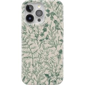 Casely iPhone 15 Pro Case | Mocha Ripple | Brown Waves | Compatible with MagSafe | Classic Ultra Slim Design(Sage Garden | Green Floral Case)