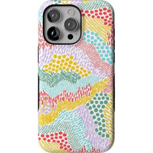 Casely iPhone 15 Pro Max Case | Kiwi Kiss | Matcha Green Shimmer Glitter | Bold Protective Design | Compatible with MagSafe(Color Me Happy | Pattern Colorblock)