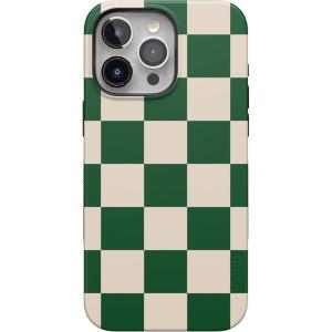 Casely iPhone 15 Pro Max Case | Kiwi Kiss | Matcha Green Shimmer Glitter | Bold Protective Design | Compatible with MagSafe(Fit Check | Green Checker)