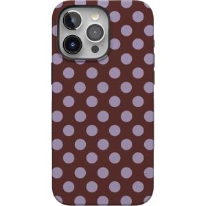 Casely iPhone 15 Pro Max Case | Kiwi Kiss | Matcha Green Shimmer Glitter | Bold Protective Design | Compatible with MagSafe(Spotted in SoHo | Burgundy Polka Dot)