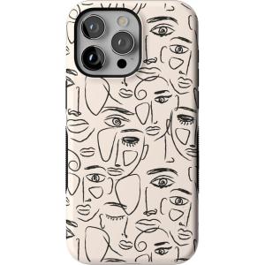 Casely iPhone 15 Pro Max Case | Kiwi Kiss | Matcha Green Shimmer Glitter | Bold Protective Design | Compatible with MagSafe(We’re All Human | Minimal Face Art)