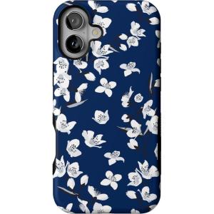 Casely iPhone 16 Case | Botanical Blooms | Floral Patchwork | Compatible with MagSafe | Bold Protective Design(Floral Forest | Navy Cherry Blossom)