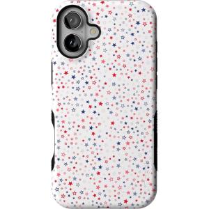Casely iPhone 16 Case | Botanical Blooms | Floral Patchwork | Compatible with MagSafe | Bold Protective Design(Seeing Stars | Red  White & Blue)