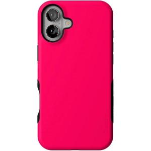 Casely iPhone 16 Case | Botanical Blooms | Floral Patchwork | Compatible with MagSafe | Bold Protective Design(Think Pink | Solid Neon Pink)