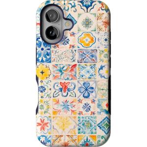 Casely iPhone 16 Case | Botanical Blooms | Floral Patchwork | Compatible with MagSafe | Bold Protective Design(Tuscan Tiles | Dolce Vita)