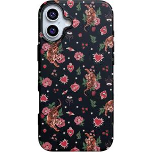 Casely iPhone 16 Case | Botanical Blooms | Floral Patchwork | Compatible with MagSafe | Bold Protective Design(Wild at Heart | Tiger)
