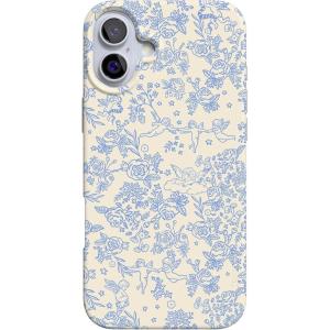 Casely iPhone 16 Case | Van Gogh | Head of a Skeleton with a Burning Cigarette Phone | Classic Ultra-Slim Design | Compatible with MagSafe(Cupid’s Canvas | Periwinkle Floral)