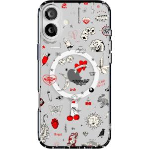 Casely iPhone 16 Plus Case | Full Bloom | Navy Floral | Classic Ultra Slim Case Design | Compatible with MagSafe(Not a Phase | Clear Flash Tattoo)