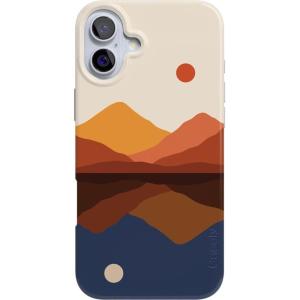 Casely iPhone 16 Plus Case | Full Bloom | Navy Floral | Classic Ultra Slim Case Design | Compatible with MagSafe(Opposites Attract | Day Night Colorblock Mountains)
