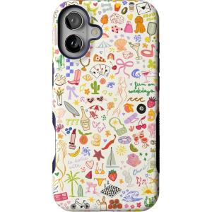 Casely iPhone 16 Plus Case | Poppy Meadows | Pastel Floral | Compatible with MagSafe | Bold Protective Design(All the Fun Things | Fun on Weekdays)