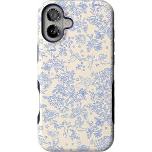 Casely iPhone 16 Plus Case | Poppy Meadows | Pastel Floral | Compatible with MagSafe | Bold Protective Design(Cupid’s Canvas | Periwinkle Floral)