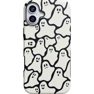 Casely iPhone 16 Plus Case | Poppy Meadows | Pastel Floral | Compatible with MagSafe | Bold Protective Design(Don’t Ghost Me | Halloween)