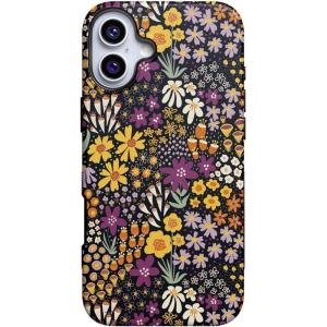 Casely iPhone 16 Plus Case | Poppy Meadows | Pastel Floral | Compatible with MagSafe | Bold Protective Design(Falling for You | Plum Floral)
