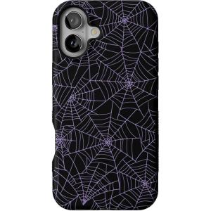 Casely iPhone 16 Plus Case | Poppy Meadows | Pastel Floral | Compatible with MagSafe | Bold Protective Design(Midnight Web | Spider Web)
