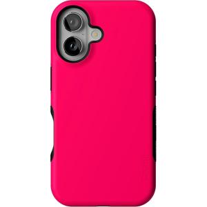 Casely iPhone 16 Plus Case | Poppy Meadows | Pastel Floral | Compatible with MagSafe | Bold Protective Design(Think Pink | Solid Neon Pink)