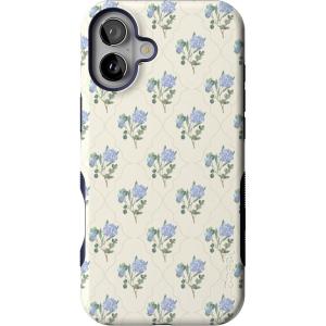 Casely iPhone 16 Plus Case | Poppy Meadows | Pastel Floral | Compatible with MagSafe | Bold Protective Design(Vintage Garden | Blue Hydrangea)