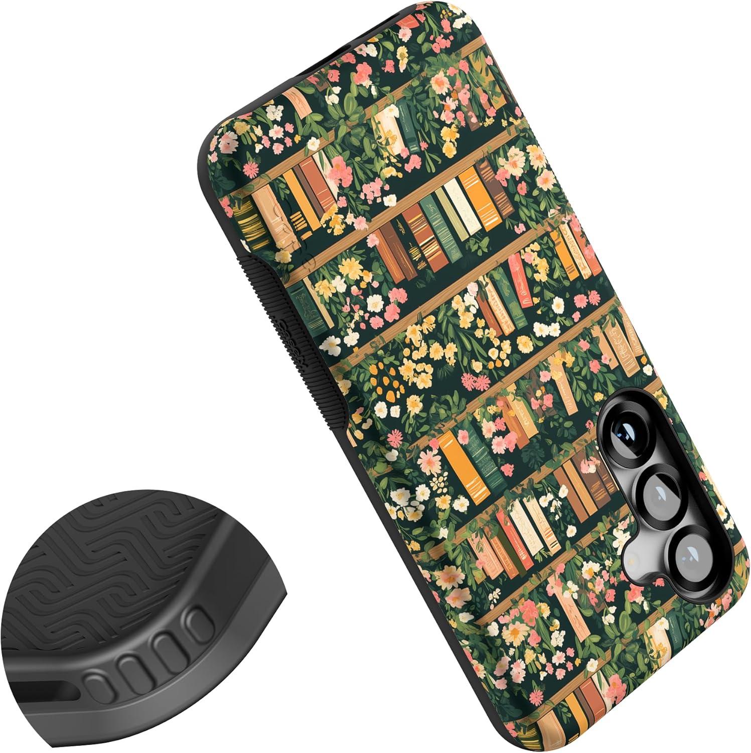 imageCasely Galaxy S25 Case Oasis Pura Vida Floral Compatible with MagSafe Bold Protective DesignBook Nook Floral Library