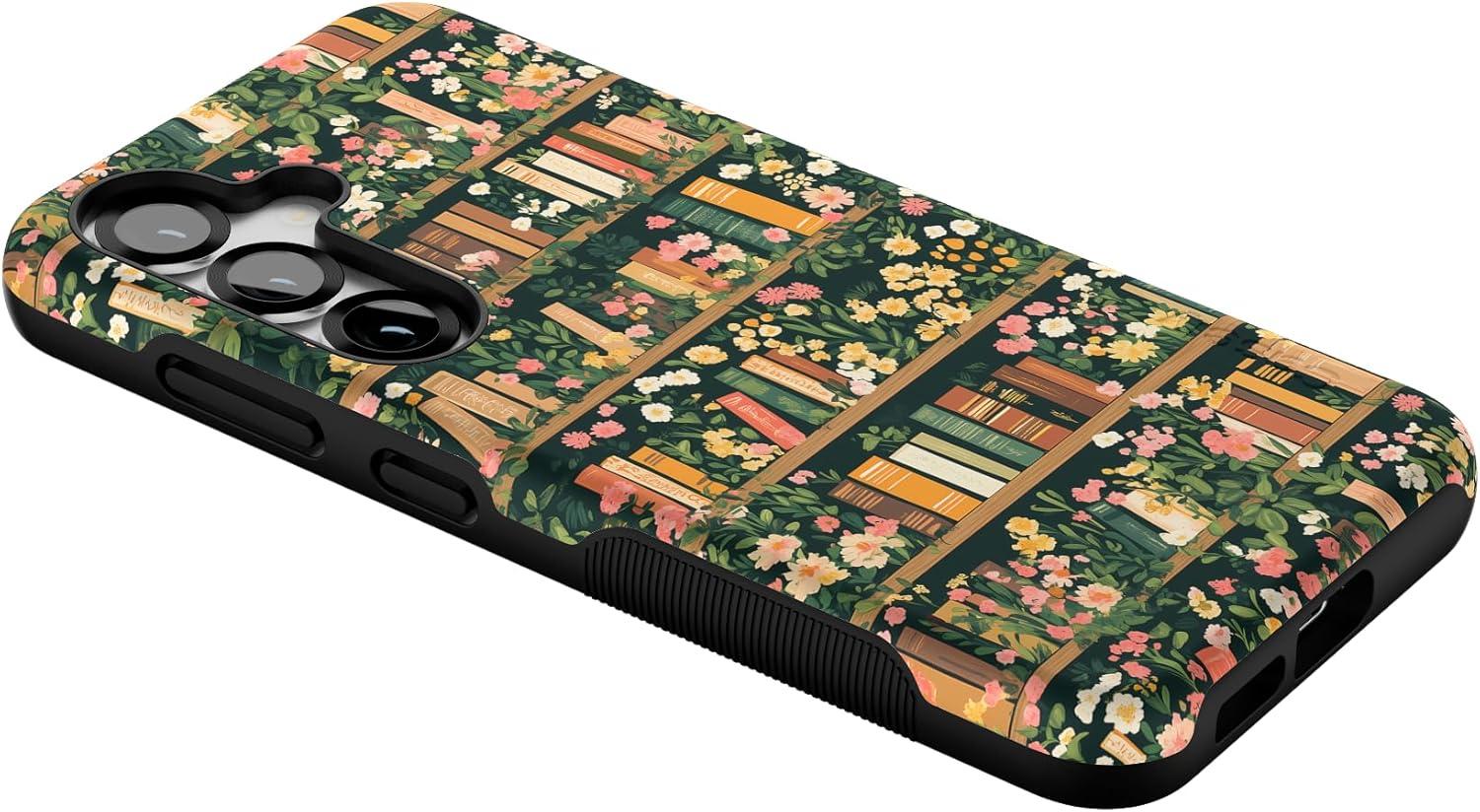 imageCasely Galaxy S25 Case Oasis Pura Vida Floral Compatible with MagSafe Bold Protective DesignBook Nook Floral Library