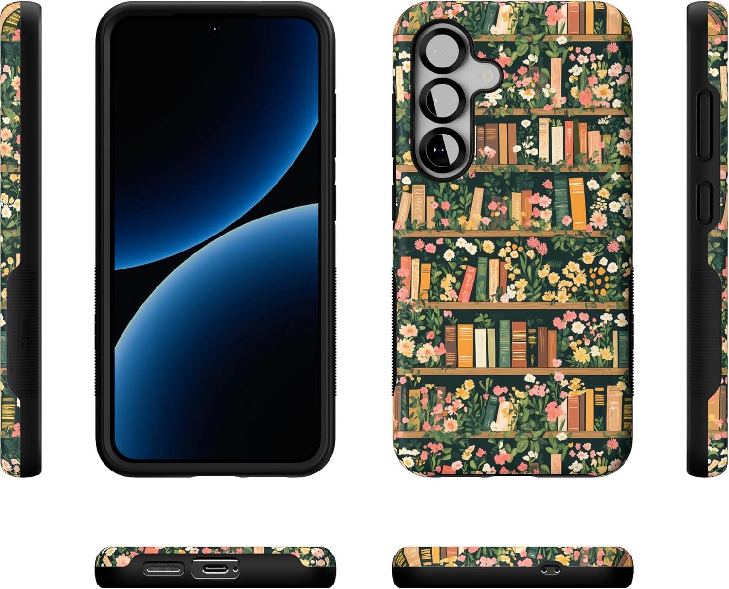 imageCasely Galaxy S25 Case Oasis Pura Vida Floral Compatible with MagSafe Bold Protective DesignBook Nook Floral Library