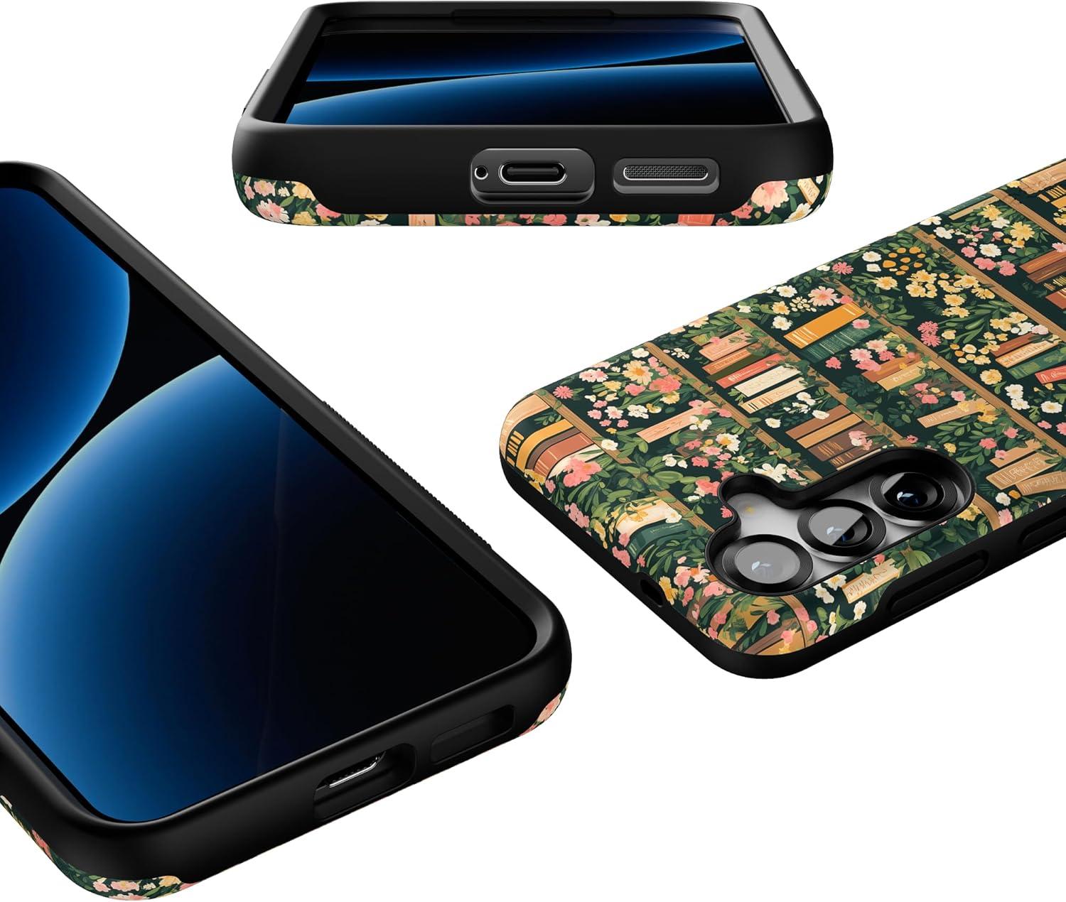 imageCasely Galaxy S25 Case Oasis Pura Vida Floral Compatible with MagSafe Bold Protective DesignBook Nook Floral Library