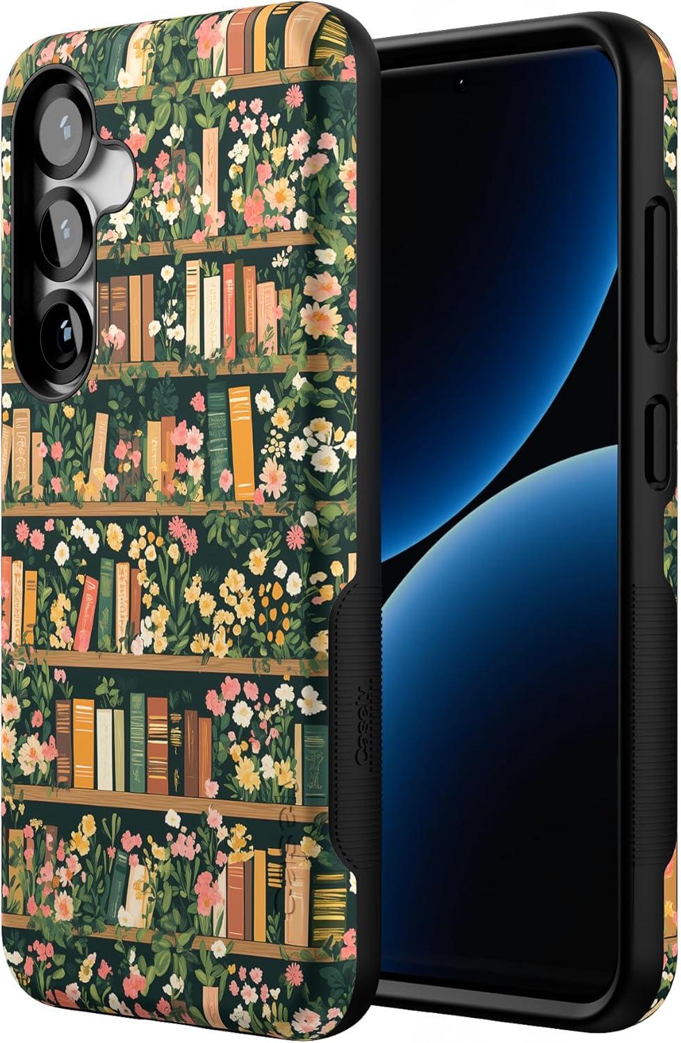 imageCasely Galaxy S25 Case Oasis Pura Vida Floral Compatible with MagSafe Bold Protective DesignBook Nook Floral Library