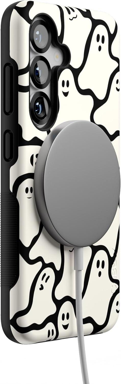 imageCasely Galaxy S25 Case Oasis Pura Vida Floral Compatible with MagSafe Bold Protective DesignDont Ghost Me Halloween