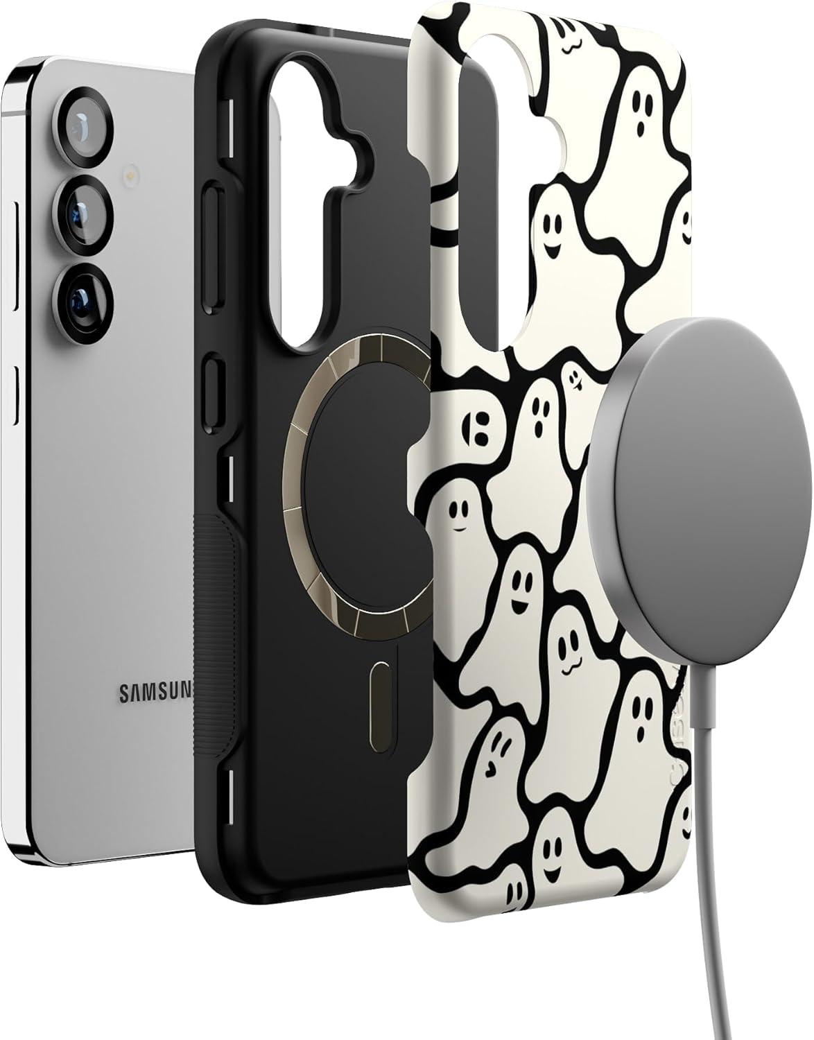 imageCasely Galaxy S25 Case Oasis Pura Vida Floral Compatible with MagSafe Bold Protective DesignDont Ghost Me Halloween