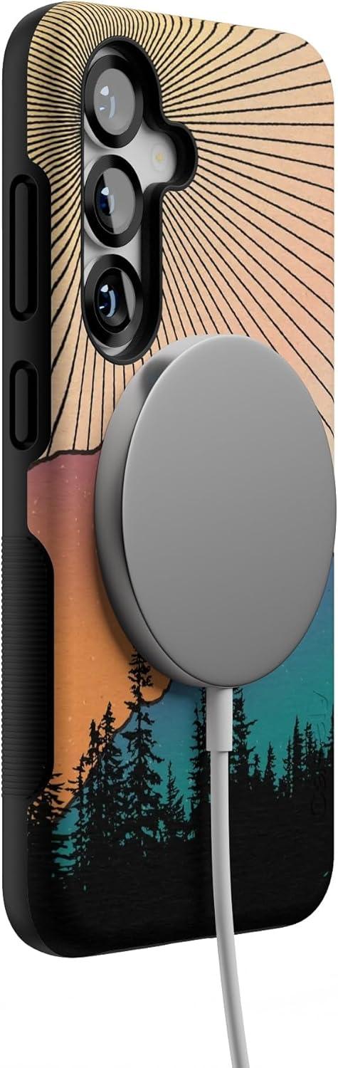 imageCasely Galaxy S25 Case Oasis Pura Vida Floral Compatible with MagSafe Bold Protective DesignGolden Hour Mountain Sunset