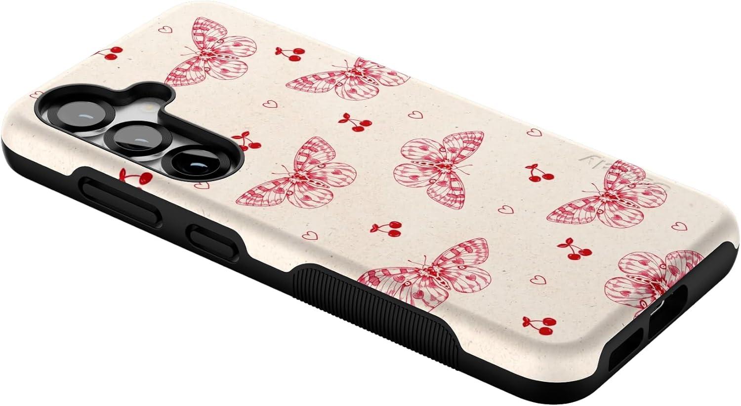 imageCasely Galaxy S25 Case Oasis Pura Vida Floral Compatible with MagSafe Bold Protective DesignHeart Flutters Butterfly