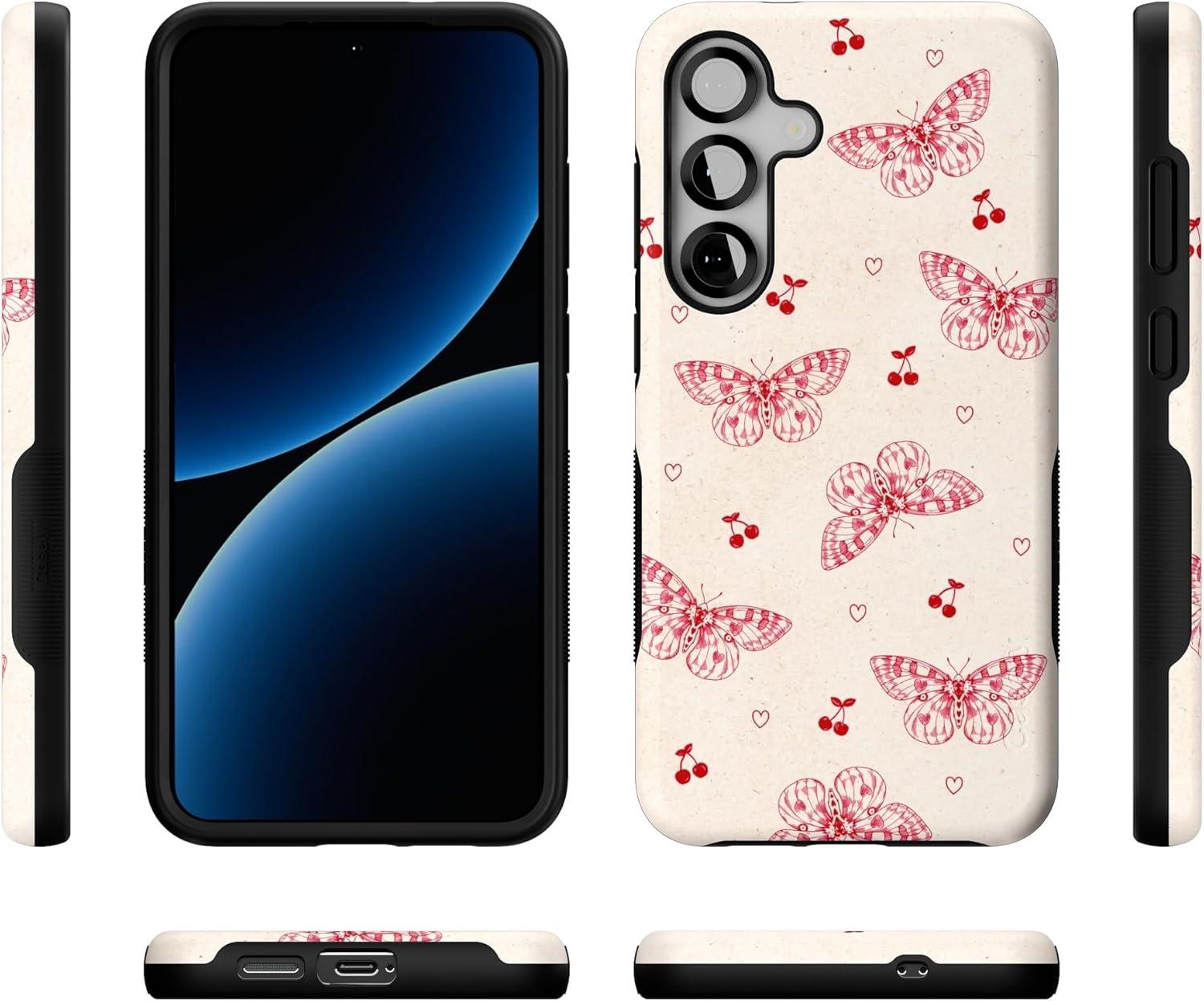 imageCasely Galaxy S25 Case Oasis Pura Vida Floral Compatible with MagSafe Bold Protective DesignHeart Flutters Butterfly