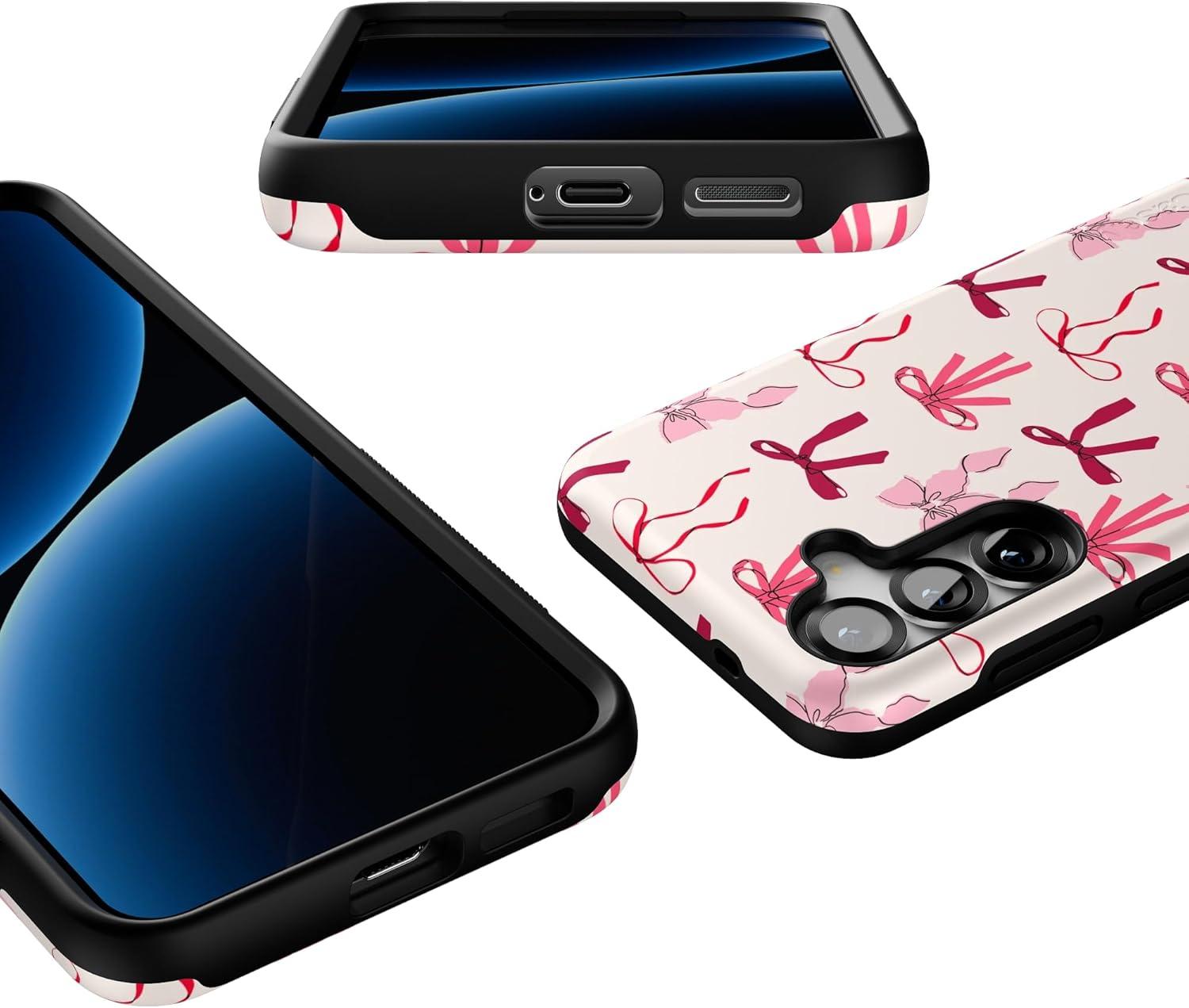 imageCasely Galaxy S25 Case Oasis Pura Vida Floral Compatible with MagSafe Bold Protective DesignLover Girlie Pink Bows