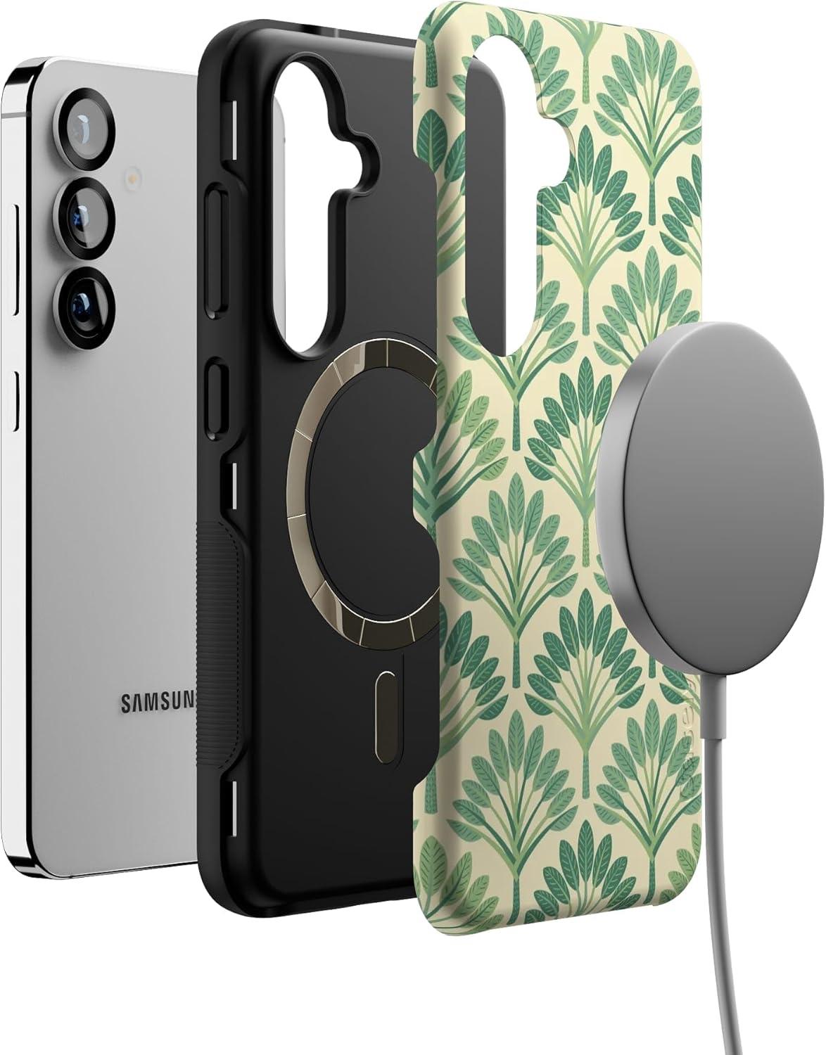 imageCasely Galaxy S25 Case Oasis Pura Vida Floral Compatible with MagSafe Bold Protective DesignPalm Beach Palm Royale