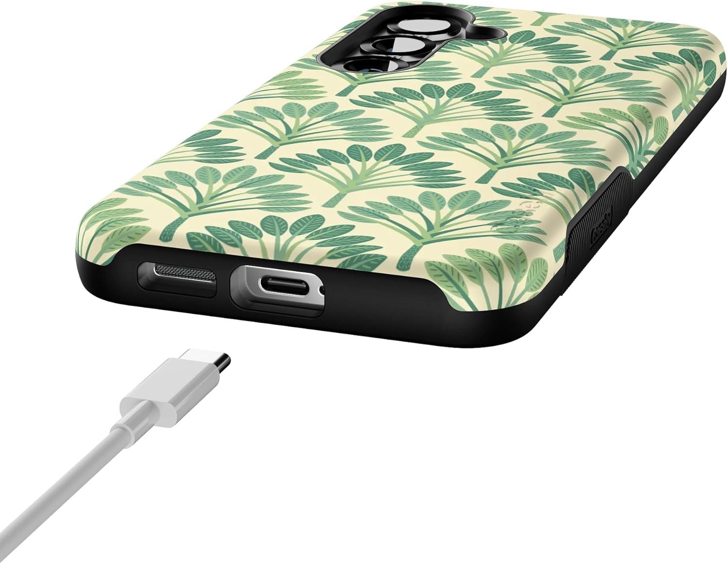 imageCasely Galaxy S25 Case Oasis Pura Vida Floral Compatible with MagSafe Bold Protective DesignPalm Beach Palm Royale