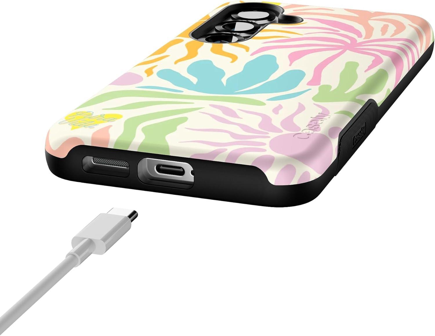 imageCasely Galaxy S25 Case Oasis Pura Vida Floral Compatible with MagSafe Bold Protective DesignPura Vida Oasis
