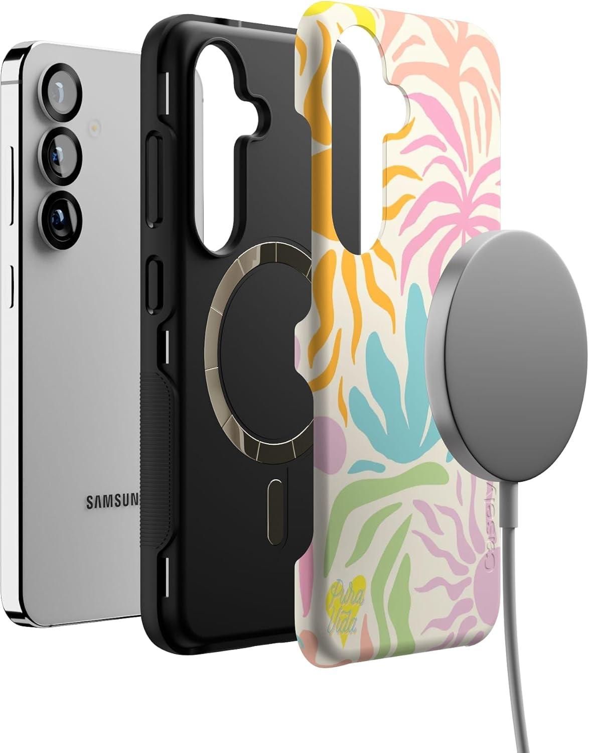 imageCasely Galaxy S25 Case Oasis Pura Vida Floral Compatible with MagSafe Bold Protective DesignPura Vida Oasis
