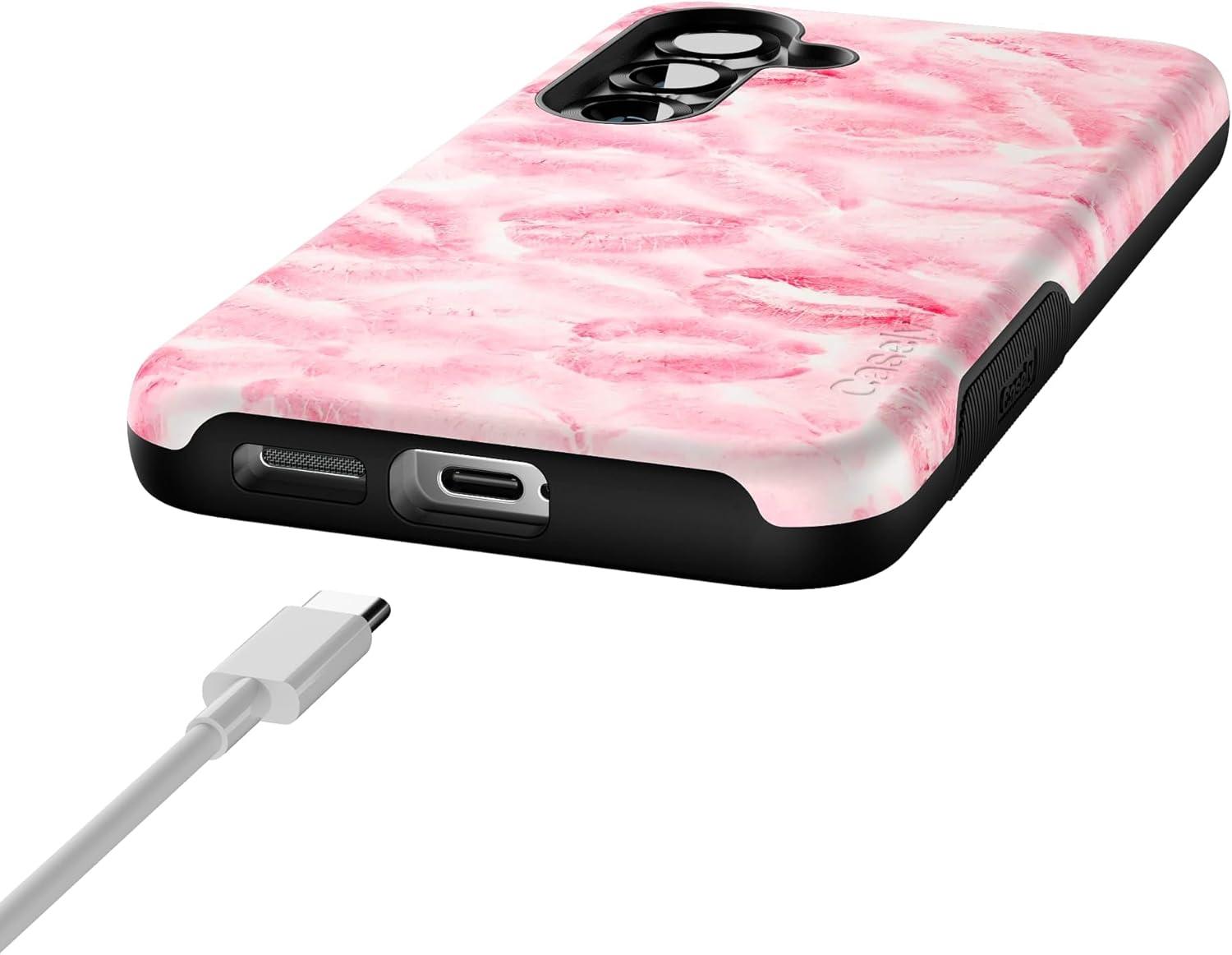 imageCasely Galaxy S25 Case Oasis Pura Vida Floral Compatible with MagSafe Bold Protective DesignSealed with a Kiss Pink Lipstick