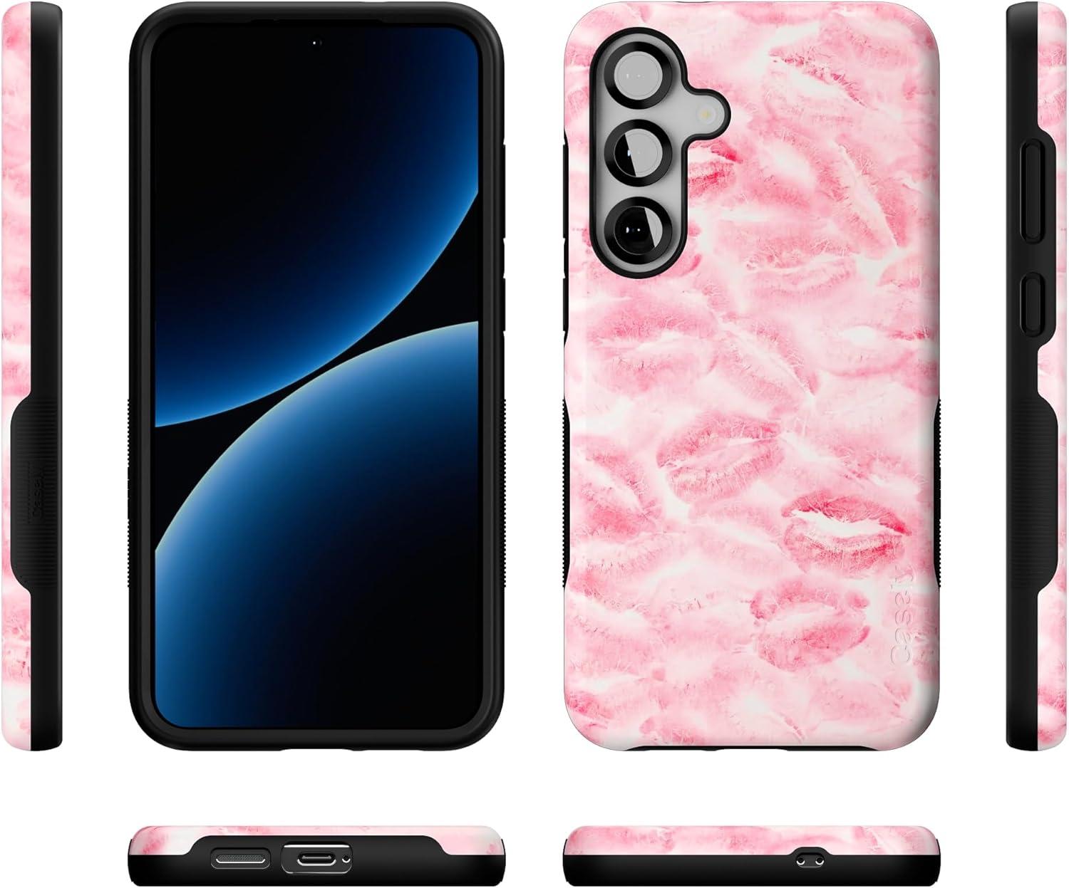 imageCasely Galaxy S25 Case Oasis Pura Vida Floral Compatible with MagSafe Bold Protective DesignSealed with a Kiss Pink Lipstick