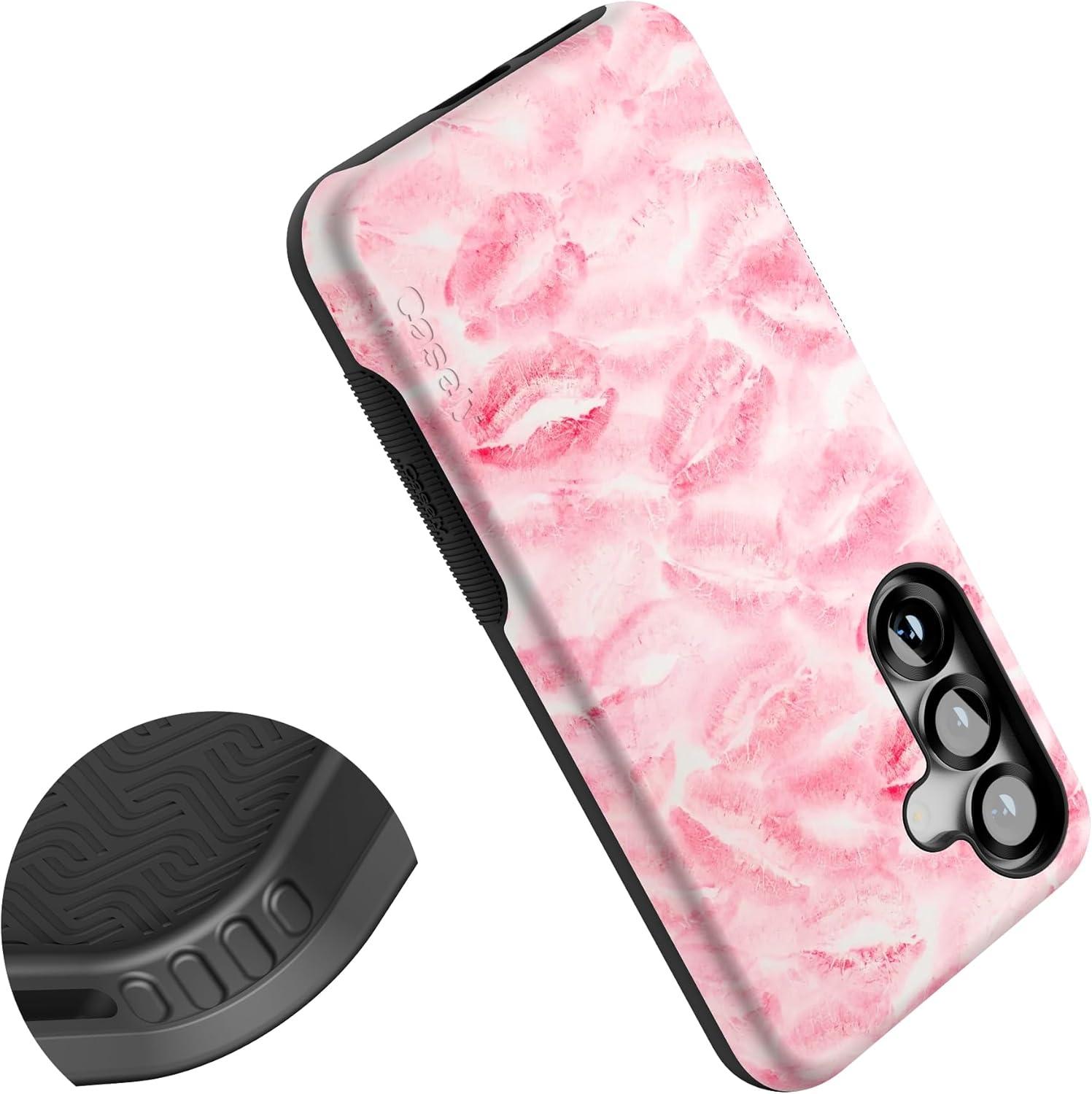 imageCasely Galaxy S25 Case Oasis Pura Vida Floral Compatible with MagSafe Bold Protective DesignSealed with a Kiss Pink Lipstick