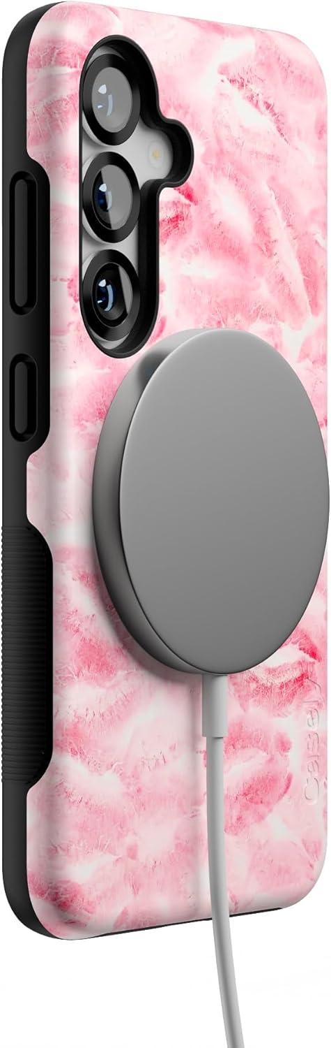 imageCasely Galaxy S25 Case Oasis Pura Vida Floral Compatible with MagSafe Bold Protective DesignSealed with a Kiss Pink Lipstick