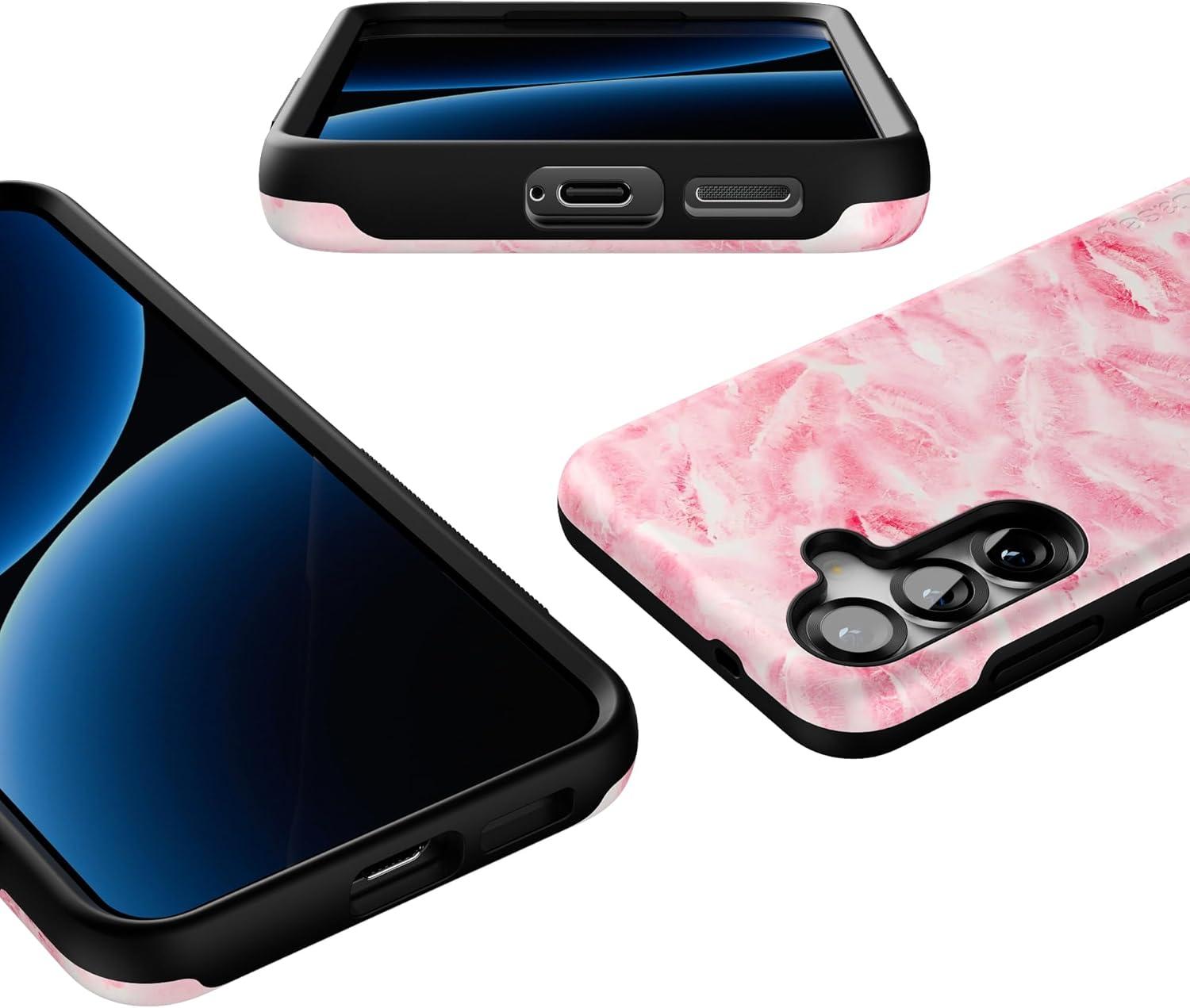 imageCasely Galaxy S25 Case Oasis Pura Vida Floral Compatible with MagSafe Bold Protective DesignSealed with a Kiss Pink Lipstick