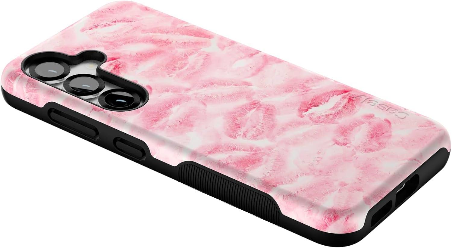 imageCasely Galaxy S25 Case Oasis Pura Vida Floral Compatible with MagSafe Bold Protective DesignSealed with a Kiss Pink Lipstick