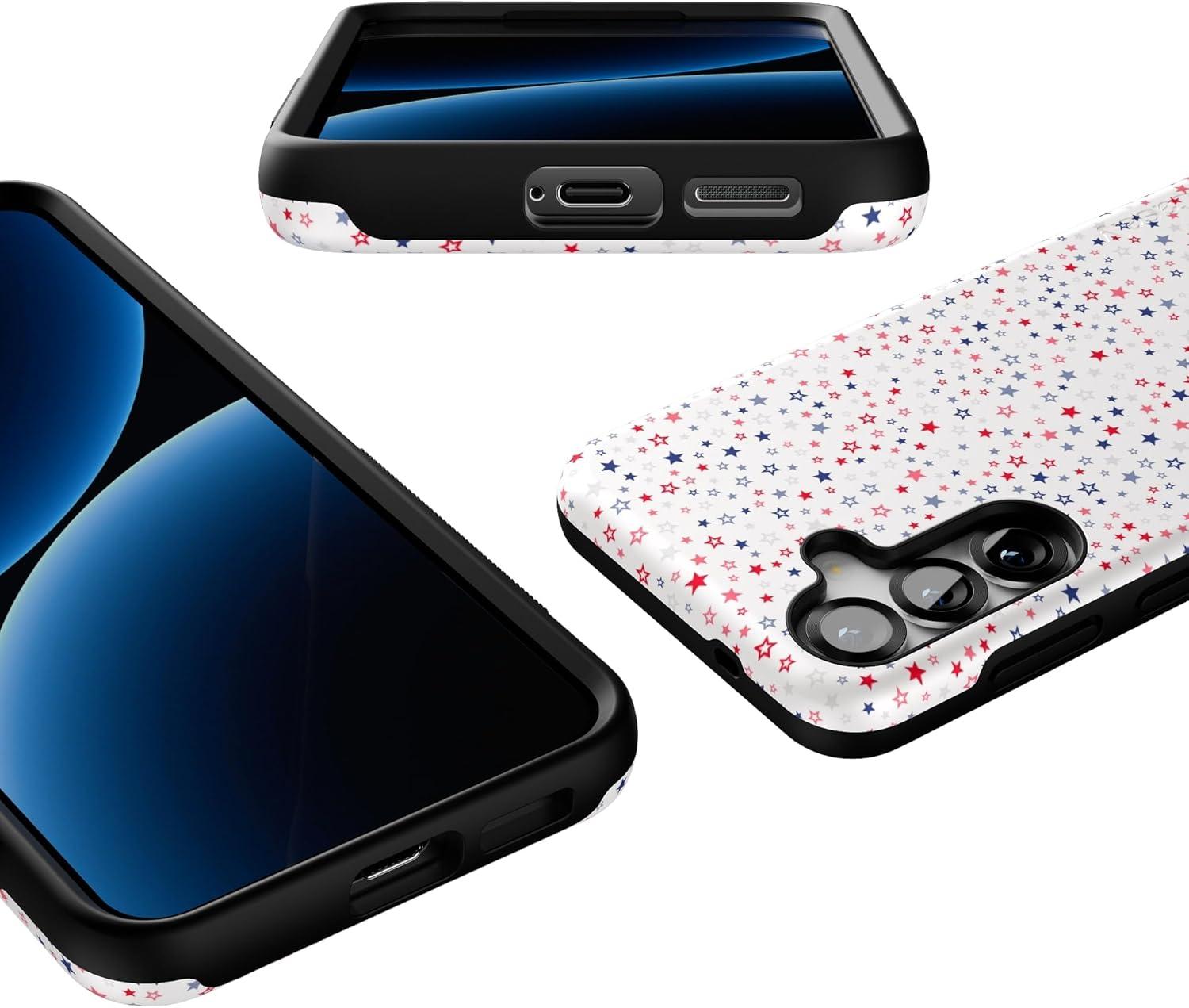 imageCasely Galaxy S25 Case Oasis Pura Vida Floral Compatible with MagSafe Bold Protective DesignSeeing Stars Red White Blue