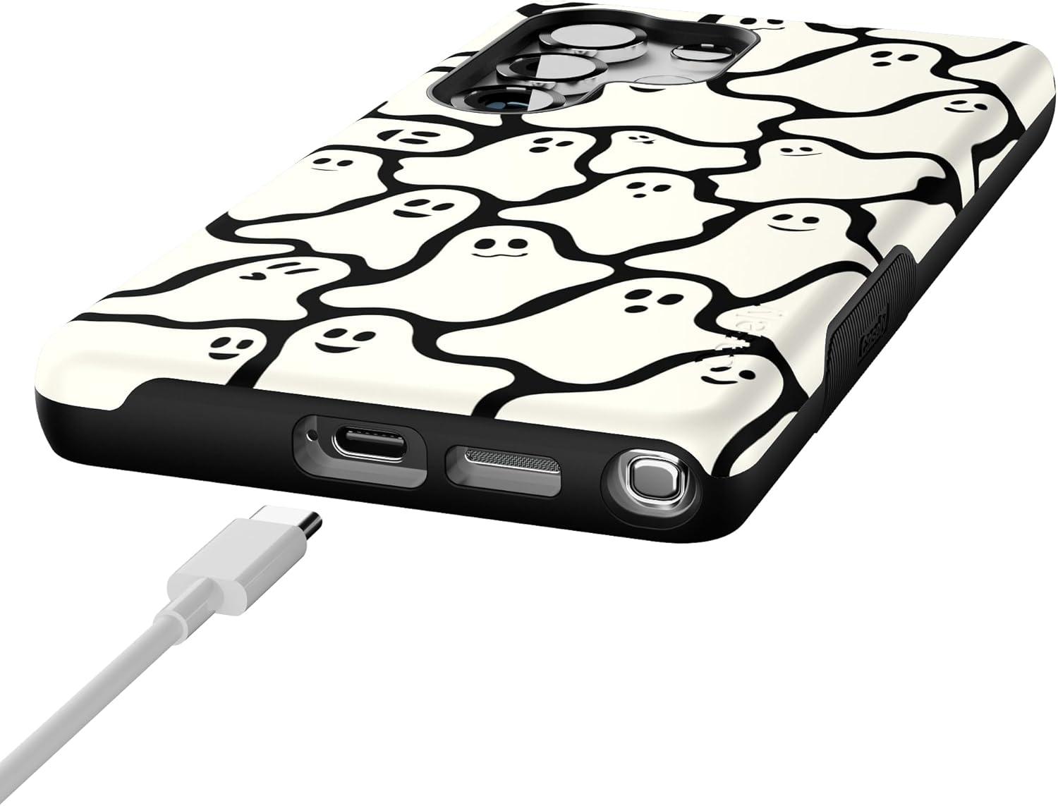 imageCasely Galaxy S25 Ultra Case Chateau Pups French Dog Compatible with MagSafe Bold Protective DesignDont Ghost Me Halloween