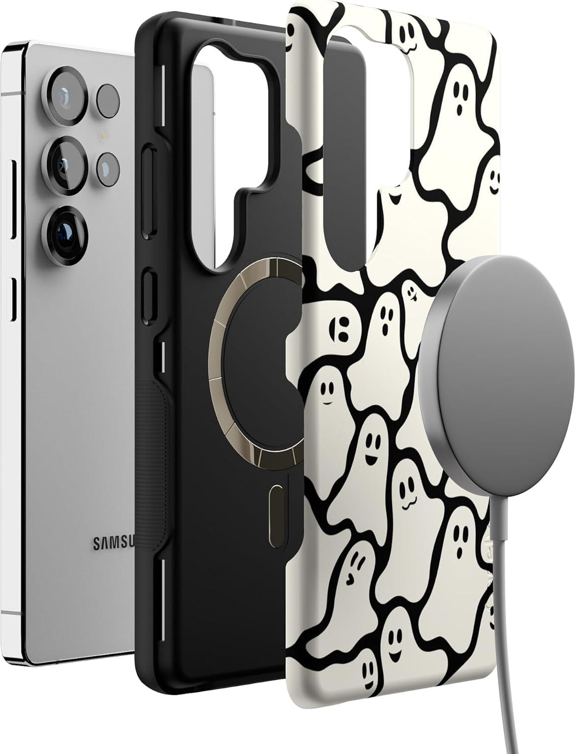 imageCasely Galaxy S25 Ultra Case Chateau Pups French Dog Compatible with MagSafe Bold Protective DesignDont Ghost Me Halloween