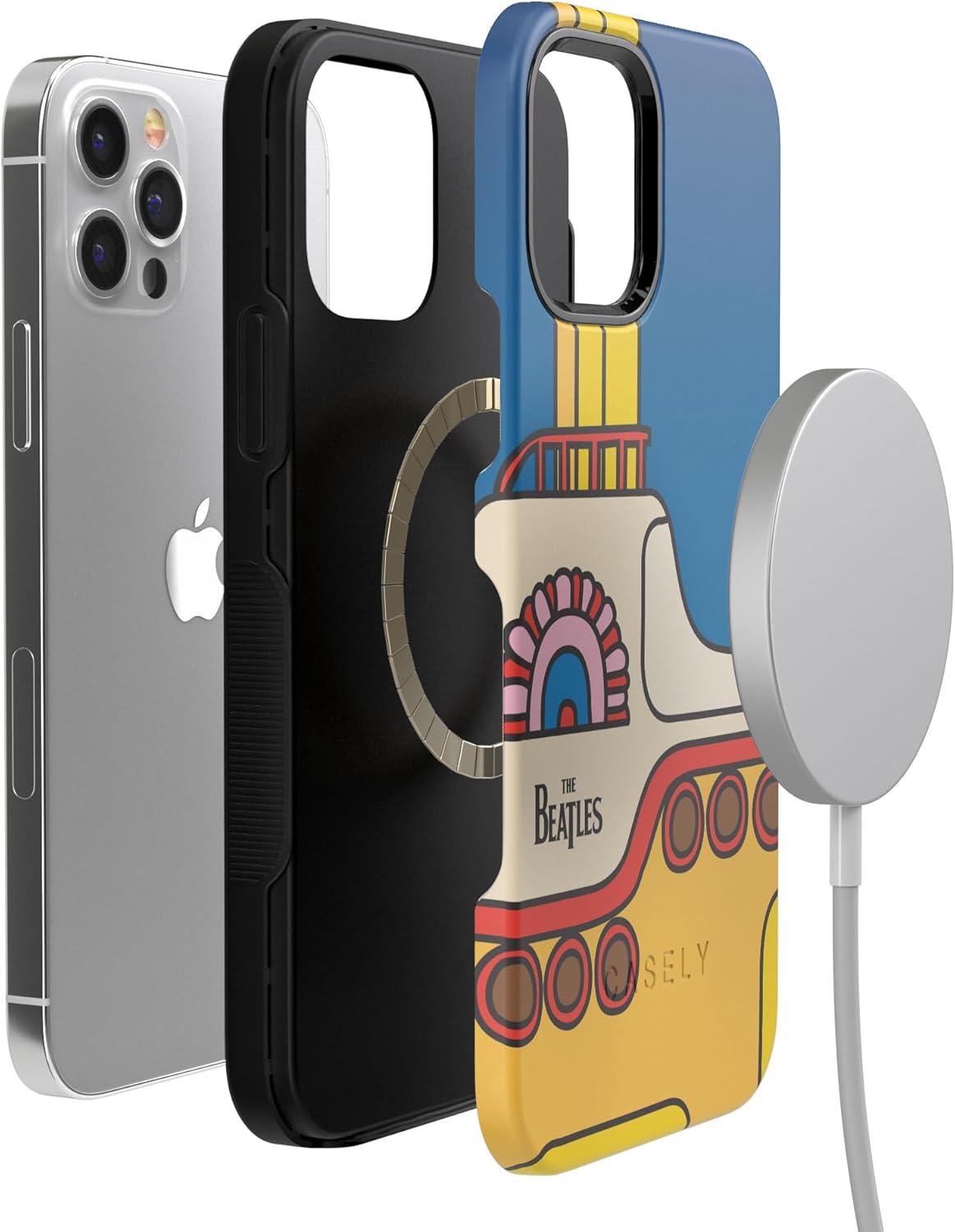 imageCasely iPhone 12 Pro Max Case Denim Cowgirl Fun on Weekdays Compatible with MagSafe Bold Protective Case DesignBeatles Yellow Submarine