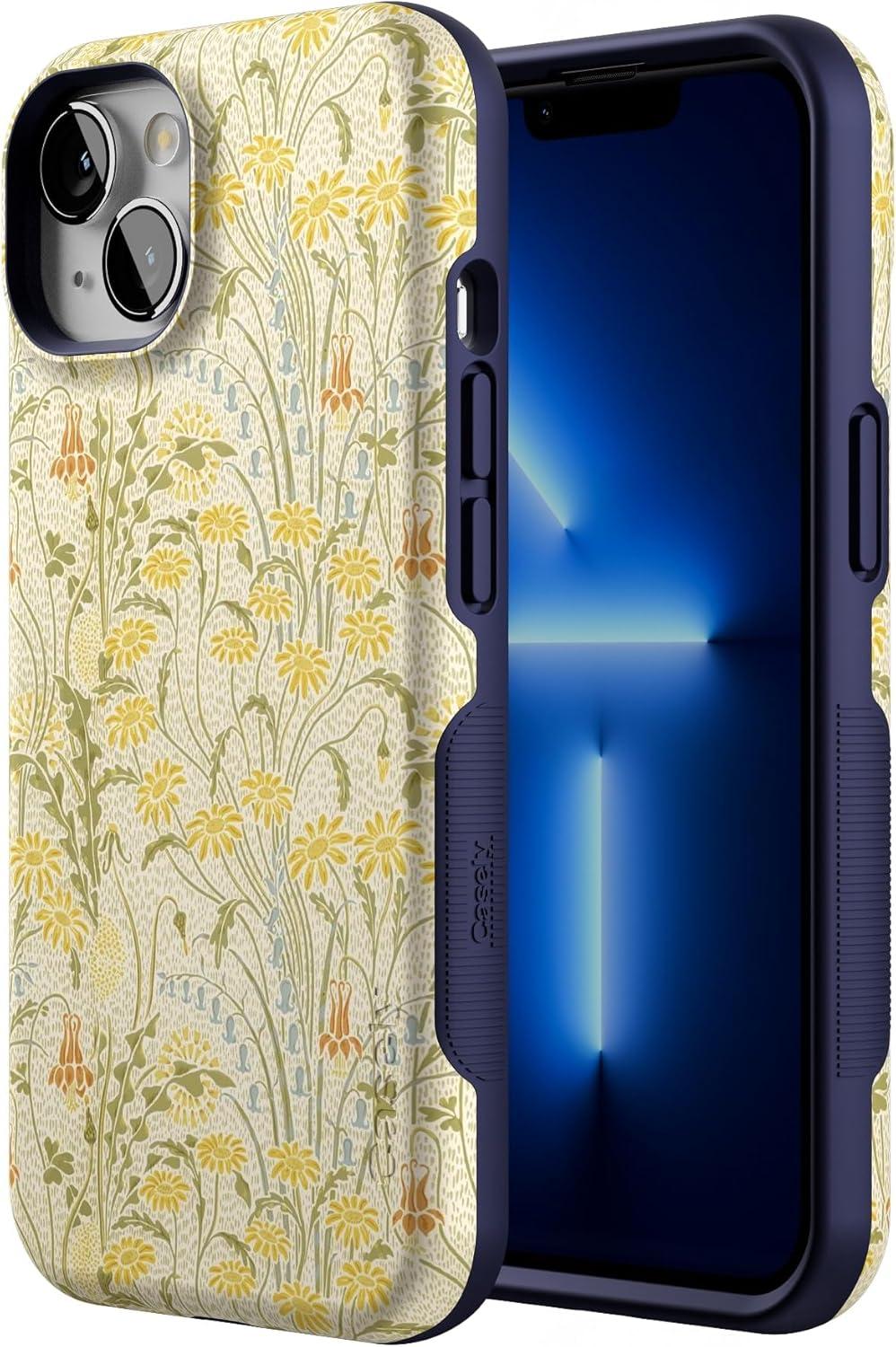 imageCasely iPhone 13 Case Field of Flowers Pastel Floral Compatible with MagSafe Bold Protective DesignBoho Blooms Golden Floral